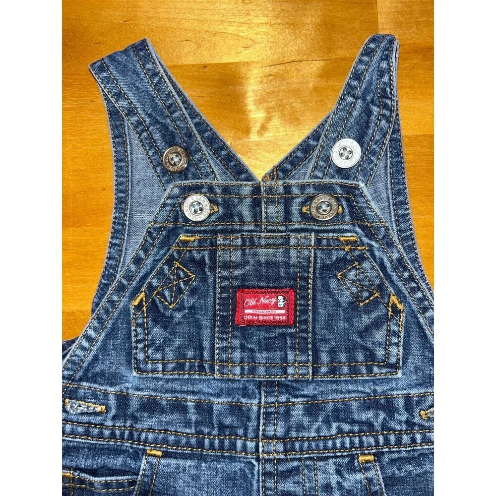 Old Navy “Baby” Boy Denim Long Pant Overalls Size 3-6 Months